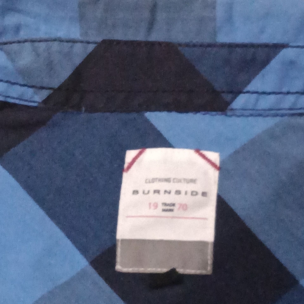 Burnside Blue and Black Checkered Button-Down Shirt - Picture 2 of 5